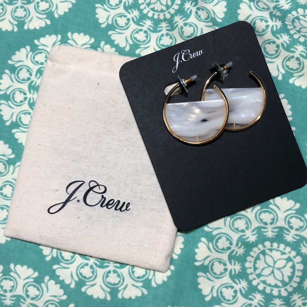 J. Crew Ivory Hoop Earrings